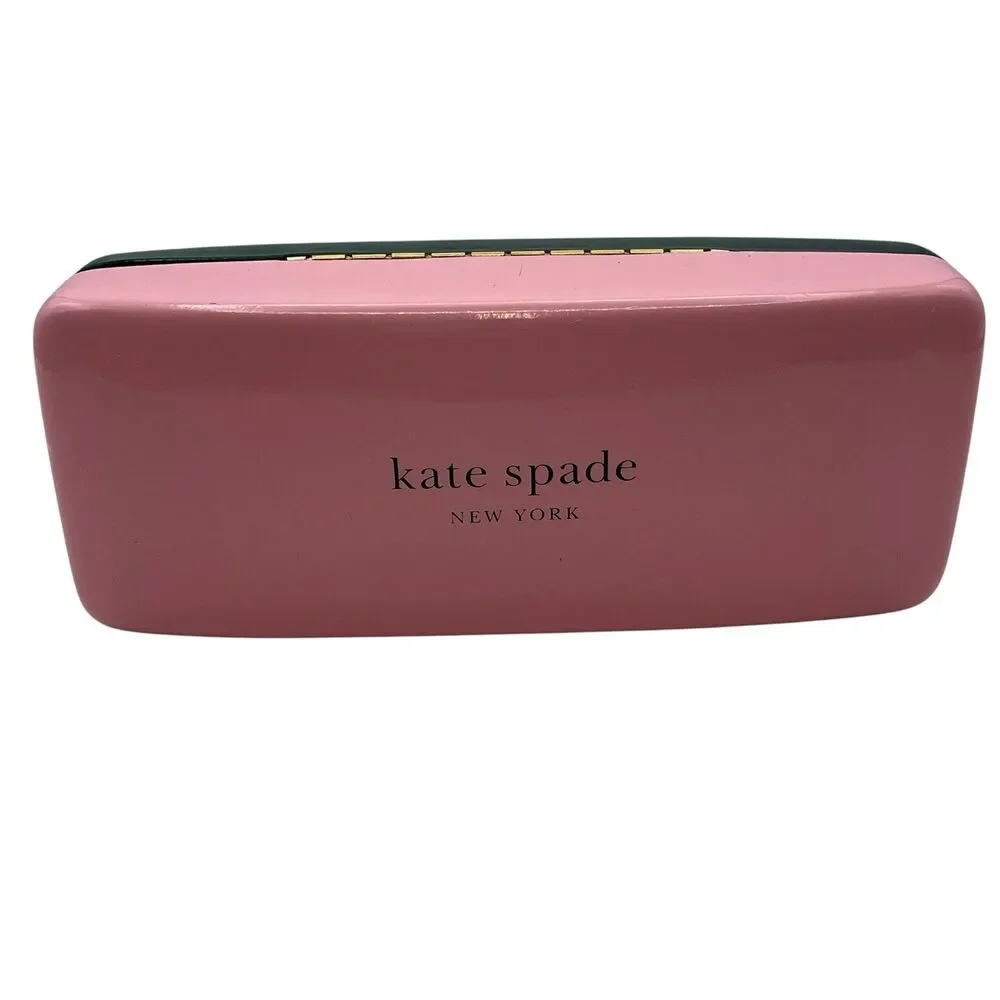 KATE SPADE NEW YORK PINK / GREEN CLAMSHELL SUNGLASSES CASE W/ CLEANING CLOTH‎